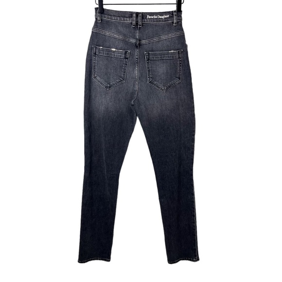 Favorite Daughter The Jordie Super High Rise Straight Jeans Gray Black Size 23 - Picture 7 of 9